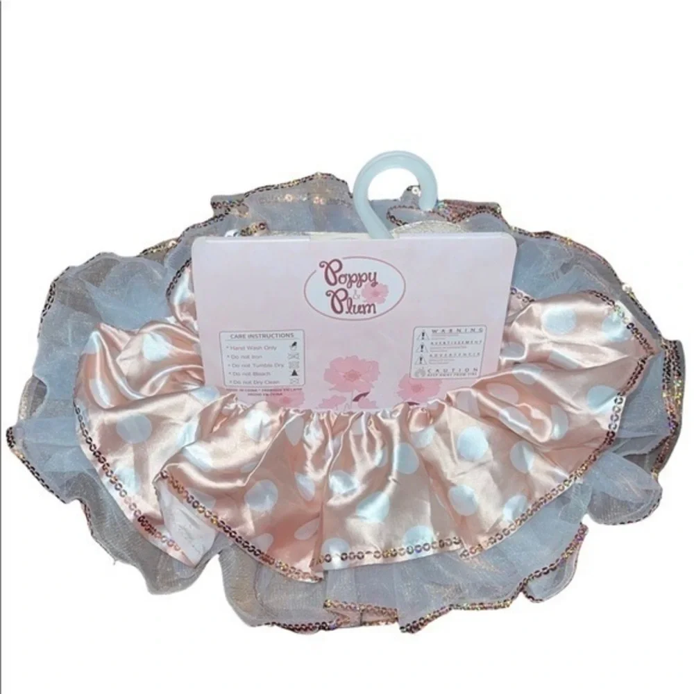 Pink and White Polkadots and Sequins Minnie Tutu and Headband